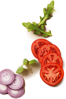 Sliced onion and tomato